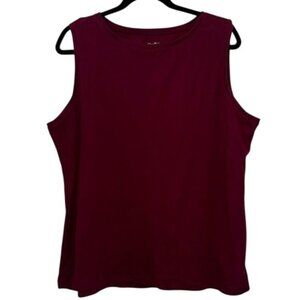 Croft & Barrow Womens Classic Tank Top Maroon Cotton Sleeveless L